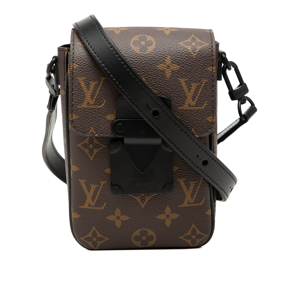 Pre-Loved Louis Vuitton Monogram Macassar S Lock Vertical Wearable Crossbody